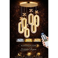 SERRA 6LI GOLD 3 Renk LED ISIKLI SALON MUTFAK  OTURMA ODASI ANTRE  AVİZE