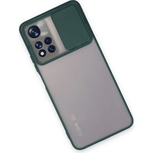 No35 Newface Xiaomi Redmi Note 11T Kılıf Palm Buzlu Kamera Sürgülü Silikon - Yeşil