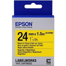 Tuba Toptaş Epson Lk-6yb2 Mıknatıslı Sarı Üzeri Siyah 24MM 9metre Etiket