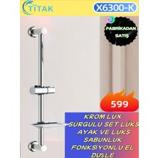 Feyza Design Şık Krom Lüx Sürgülü Set, Ayak ve Sabunluk Fonksiyonlu El Düşle