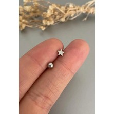 Jaida Moda Unisex Gri 316L Cerrahi Çelik Yıldız Figürlü Tragus Helix Piercing