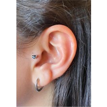 Jaida Moda Kadın Siyah Kalp Figürlü Cerrahi Çelik Tragus Helix Piercing