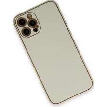 No35 Newface Iphone 12 Pro Kılıf Coco Deri Silikon Kapak - Beyaz