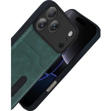 No35 Newface Apple Iphone 17 Pro Sara Kartvizitli Deri Kılıf - Yeşil