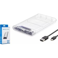 Paxteks Hadron HDX1766 HDD Kutu Type-C3.1 + Usb3.0 2.5" Transparent