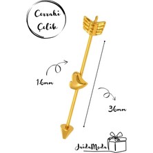 Jaida Moda 316L Cerrahi Çelik Gri Ok Kalp Figürlü Köprü Piercing