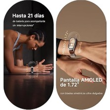 Smart Band 10-1.72 Amoled Ekran, 1500 Nits, Uyku ve Nabız Monitörü, 5ATM Su Geçirmez, 21 Gün Pil Ömrü, 60 Hz Yenileme Frekansı, 150+ Mod
