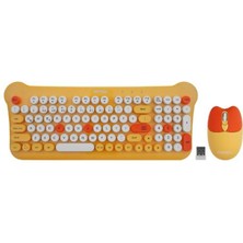 Paxteks Everest KM-6244 Bunny Renkli Tuşlu Sarı 2.4 Ghz + Bt Kablosuz Q Multimedia Klavye + Mouse Set
