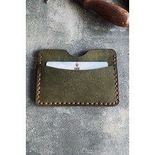 Pepuza Hakiki Deri Slim Kartlık - Oliv