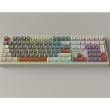 Maxdora Everest Km-77 Runa Gri-Krem-Kahve USB Rainbow Aydınlatmalı Sessiz Q Klavye + Mouse Set