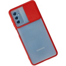 No35 Newface Samsung Galaxy M52 5g Kılıf Palm Buzlu Kamera Sürgülü Silikon - Kırmızı