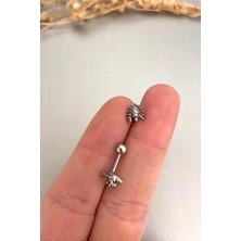 Jaida Moda Unisex Gri Çelik Gotik Kızılderili Model Helix Kıkırdak Piercing