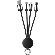 Negok S-Link SL-CP110 20CM 2A Microusb+Lightning+Typec 3 In 1 LED Logolu Şarj Kablosu