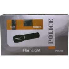 Cash Dukkan Polıce Pc-30 Cree Led+Zoom El Feneri ( 3 Tane Ince Kalem Pille Çalışır)