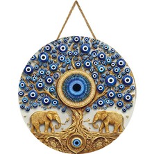 Marnello Consept Nazar Boncuğu Temalı Ahşap Mdf Duvar Süsü - Hayat Ağacı Tasarımlı - 2d Düz Uv Baskı