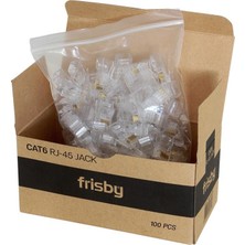 AK-SA-STR Frisby FNW-RJ4526N Cat5 100LÜ RJ45 Konnektör Yeni Nesil Delikli