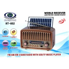 Paxteks Everton RT-852 Bluetooth Fm-Usb-Tf-Aux Şarjlı Nostaljik Radyo Güneş Panelli
