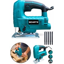 Schatz 550W Sjs Metal Şanzıman 5 Kademe Devirli Pandül Ayarlı Bakır Sargılı Dekupaj Testere Makinesi Mavi