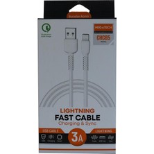AK-SA-STR Megatech CHC65 3.0A 1mt Lightning Beyaz Şarj Kablosu