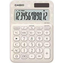 Casio MS-20UC-JWE 12 Haneli Beyaz Desenli Masa Üstü Hesap Makinesi Renkli Ekran Özelliği