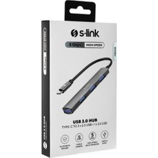 S-Link SW-U324 3-Usb2.0, 1-Usb3.0 Type-C Metal USB Hub