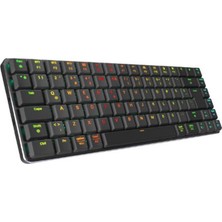 Maxdora Rampage W-Granite Siyah-Gri Low Profile Blue Switch Mekanik Gaming Oyuncu Klavye Q Rgb 2,4 Ghz+ Bt