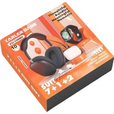 Starseven Karler Bass K32 Kombo 7 Adet Kordon Akıllı Saat Kulaklık Kafa Üstü Kablosuz Kulaklık Set -