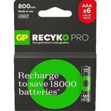 No35 Gp Aaa 850 Mah Şarjlı Ince Kalem Pil 4+2'li Paket Recyko GPHCH83BOK