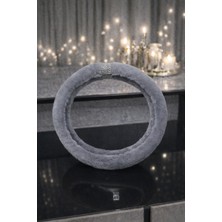 Işıltı Design Kadınlara Özel Gri Geçme Peluş Direksiyon Kılıfı