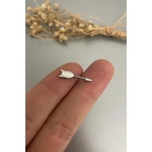 Jaida Moda Unisex Gümüş Cerrahi Çelik Tüylü Ok Figürlü Helix Piercing