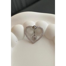 Jaida Moda Kadın 316L Cerrahi Çelik Kalp Figür Göbek Piercing