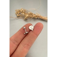 Jaida Moda 316L Cerrahi Çelik Gümüş Mars Figür Tragus, Kıkırdak, Helix 6mm Piercing