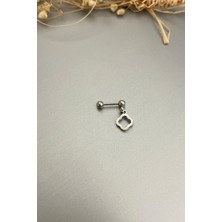 Jaida Moda Unisex Gri Yonca Figürlü Çelik Helix Kıkırdak Piercing