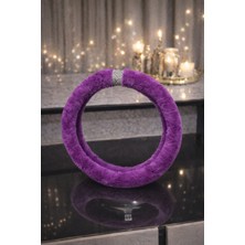 Işıltı Design Kadınlara Özel Mor Geçme Peluş Direksiyon Kılıfı
