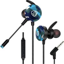 Novis Liora Hytech Hy-Gk4 3,5 Oyuncu Esnek Mikrofonlu Mavi Kamuflaj Kulakiçi Kulaklık