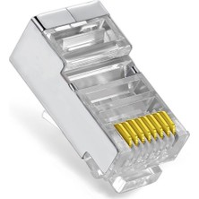 Tbl Dekor Vcom NM026 100LÜ Metal RJ45 8P8C CAT6-UTP-RJ45-3U Konnektör