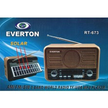 Dukkanıum Everton RT-673 Bluetooth Fm-Usb-Tf- Şarjlı Solar Nostaljik Radyo
