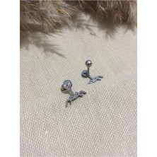 Jaida Moda 316L Cerrahi Çelik Gümüş Virüs Figürlü Tragus, Kıkırdak, Helix 6mm Piercing