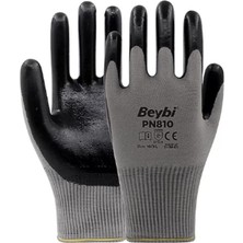 Tuba Toptaş Beybi Nitril Poly PN810 10 Beden Gri-Siyah 12LI Eldiven