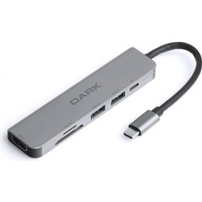 Maxdora Dark DK-AC-U31X38 USB 3.1 Type-C 6 In 1 Hdmi-Tf Sd Kart -Usb 3.0 & USB 2.0-Usb-C Pd Çevirici Hub