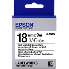 Novis Liora Epson LK-5WBW Güçlü Yapışkanlı Beyaz Üzeri Siyah 18MM 9metre Etiket
