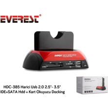 Zemira Everest HDC-385 2.5"-3.5" Ide Sata USB 2.0 Harddisk HDD Kutusu + Kart Okuyusu + Docking Statıon