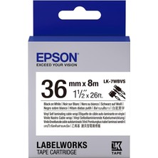 AK-SA-STR Epson LK-7WBVS Kendinden Laminasyonlu Kablo Giydirme Beyaz Üzeri Siyah 36MM 8metre Etiket