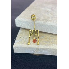 Jaida Moda Unisex Gold Çelik Iskelet Model Turuncu Taşlı Sallantılı Küpe