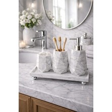 Feyza Design Mermer Desenli Beton Banyo Wc Seti ve Aksesuarlar Seti