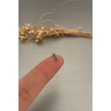 Jaida Moda Unisex Gümüş Renk Üçgen Zirkon Taşlı Tragus Helix Piercing 6mm