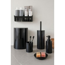 Feyza Design Modern Siyah Banyo Seti ve Yapışkanlı Raf ile Şık Dekorasyon