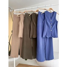 Barış Beauty Arkası Bağcıklı Yelek Plazza Pantolon Modal Takım 10202-08