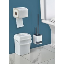 Feyza Design Pratik 3'lü Banyo Seti, Tuvalet Kağıtlığı, Fırça ve Çöp Kovası