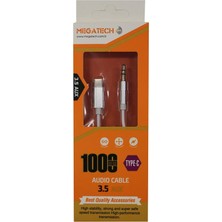 Cash Dukkan Megatech JH-030 1mt Aux Kablo Çelik Type-C 3.5AUX (Kutulu)